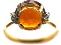 Retro 18ct Gold Diamond & Madeira Citrine Ring