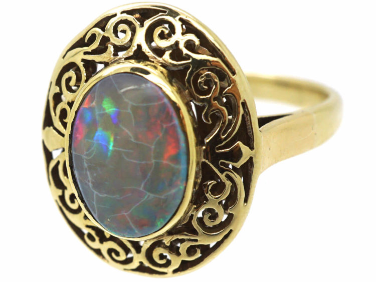 Art Nouveau 18ct Gold & Opal Ring