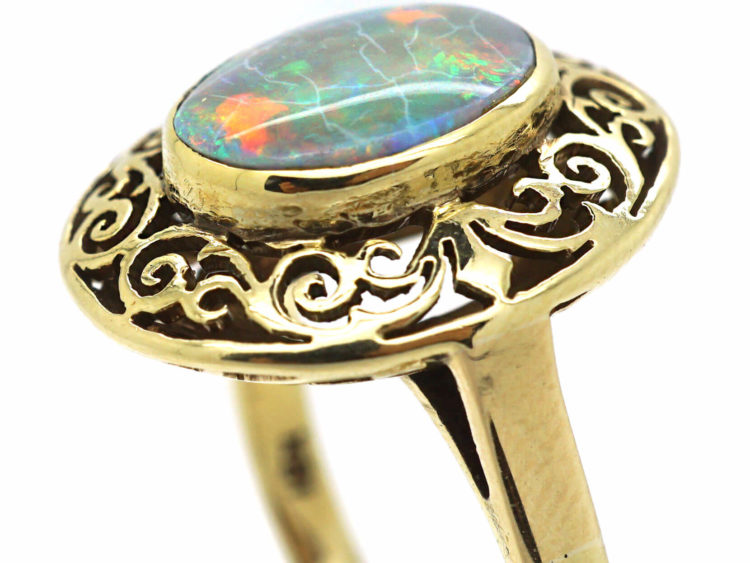 Art Nouveau 18ct Gold & Opal Ring