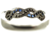 Art Deco 18ct White Gold, Sapphire & Diamond Interwoven Ribbon Design Ring