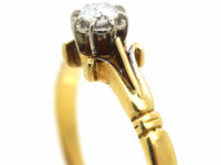Edwardian 18ct Gold, Diamond Solitaire Ring