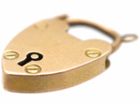 Edwardian 9ct Rose Gold Heart Shaped Padlock with Keyhole Detail