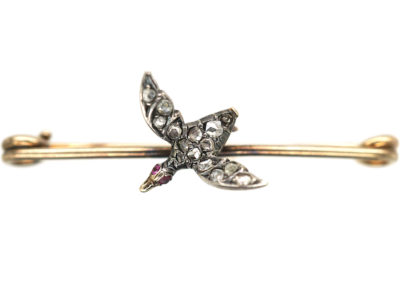 Edwardian Rose Diamond & Ruby Duck Brooch
