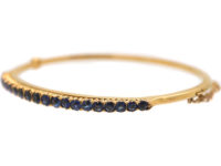 Edwardian 18ct Gold & Sapphire Narrow Bangle