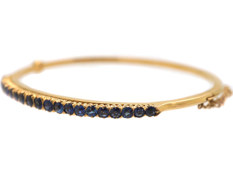 Edwardian 18ct Gold & Sapphire Narrow Bangle