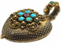 Georgian 15ct Gold Heart Shaped Forget me Not Locket