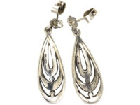 Art Deco Silver & Marcasite Triple Hoop Earrings