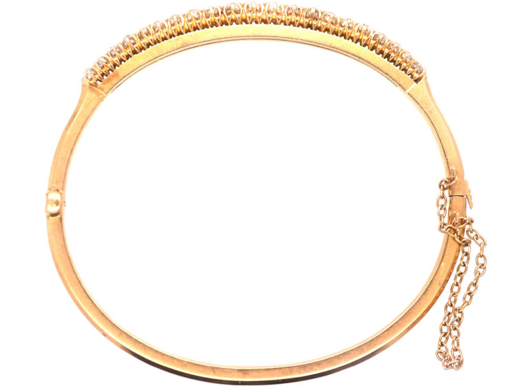 18ct Gold & Diamond Narrow Bangle