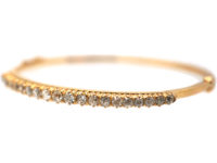 18ct Gold & Diamond Narrow Bangle