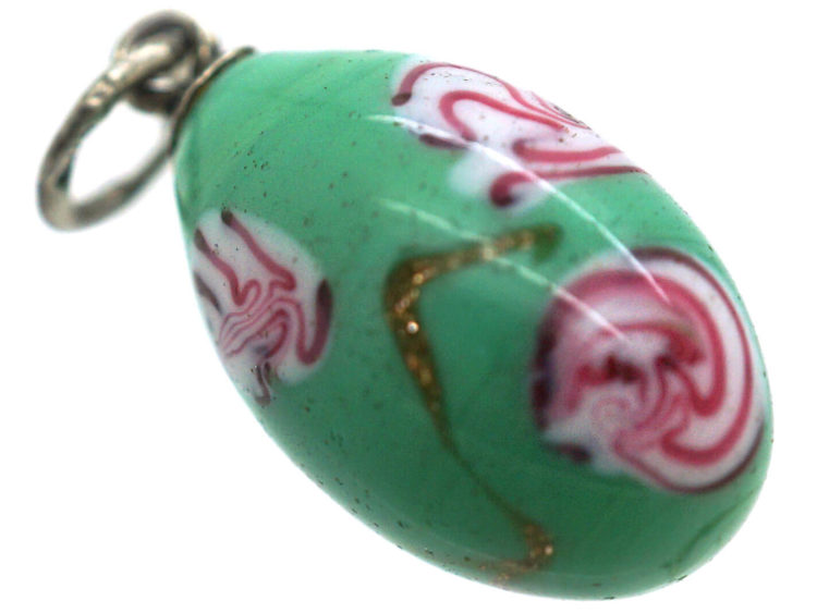 Russian Silver & Spun Glass Egg Pendant