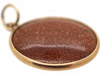 Edwardian 9ct Gold & Goldstone Round Pendant