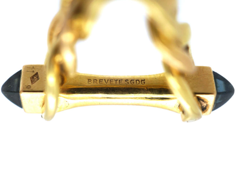 French 18ct Gold Cufflinks set with Sapphires