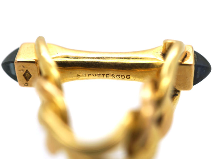 French 18ct Gold Cufflinks set with Sapphires