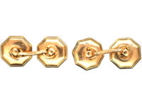 Art Deco 14ct Gold, Onyx & Natural Split Pearl Octagonal Cufflinks
