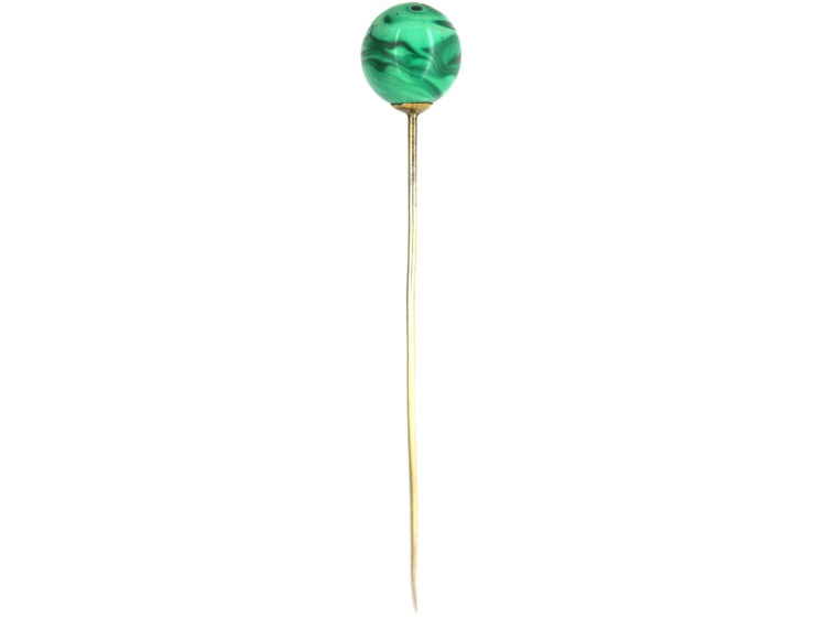 Victorian Malachite Globe Tie Pin