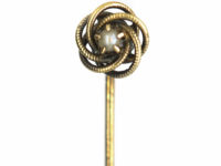Early 20th Century 14ct Gold Coiled Design Tie Pin set with a Pearl