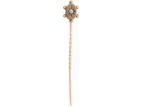 Victorian 9ct Gold Oval Shaped Tie Pin set with a Diamond