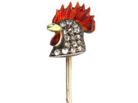 Edwardian Diamond & Enamel Cockerel Head Tie Pin