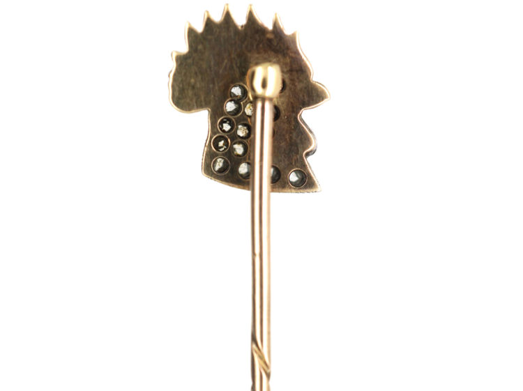 Edwardian Diamond & Enamel Cockerel Head Tie Pin