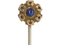 Edwardian 15ct Gold Tie Pin set with a Cabochon Sapphire