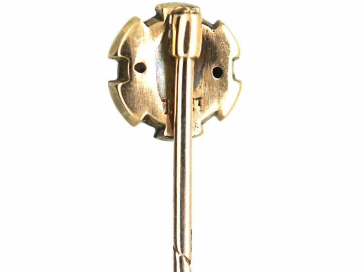 Edwardian 15ct Gold Tie Pin set with a Cabochon Sapphire