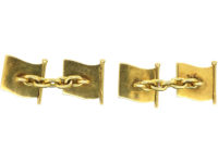 18ct Gold Black & White Enamel Motor Racing Flag Cufflinks