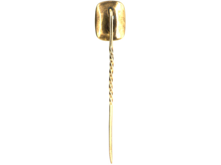 Georgian 9ct gold Glazed Locket Tie Pin with Black Enamel Surround