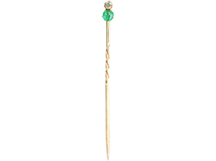 Edwardian Emerald & Diamond Tie Pin