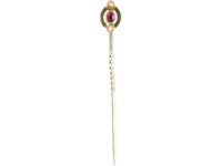 Edwardian Ruby & Natural Pearl Tie Pin