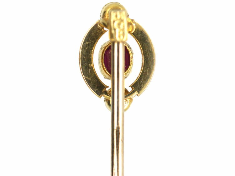 Edwardian Ruby & Natural Pearl Tie Pin