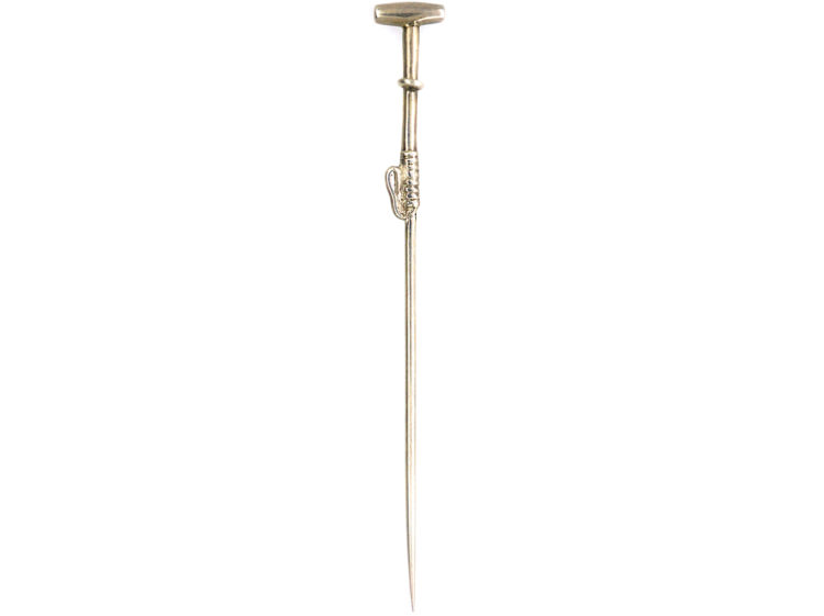 Silver Croquet Mallet Tie Pin