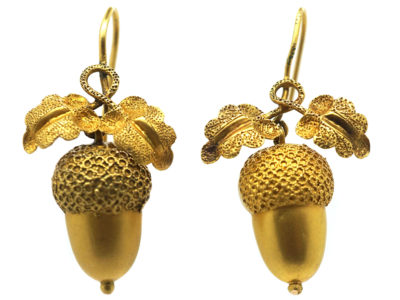 Victorian 15ct Gold Acorn Earrings