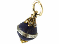 Edwardian Lapis Lazuli, Rose Diamond & Rock Crystal Egg Pendant