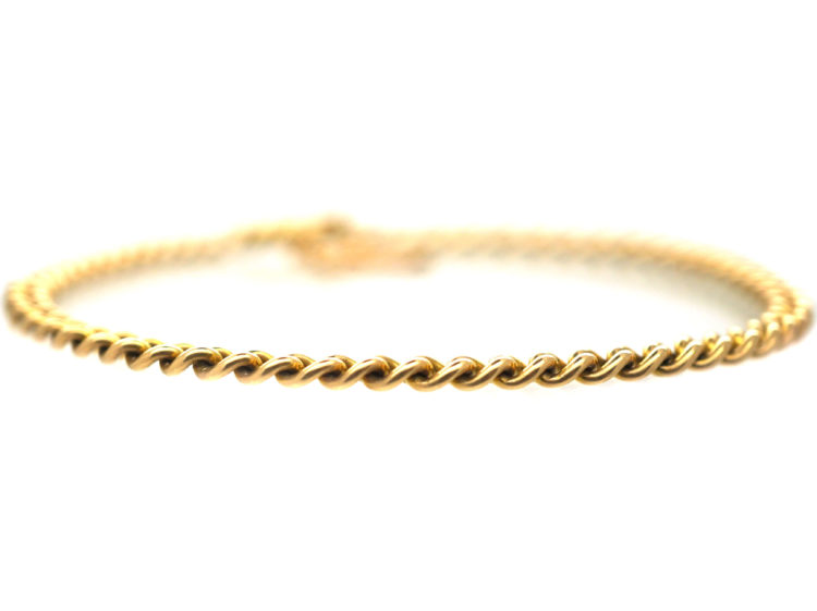 Edwardian 15ct Gold Woven Curb Design Narrow Bracelet