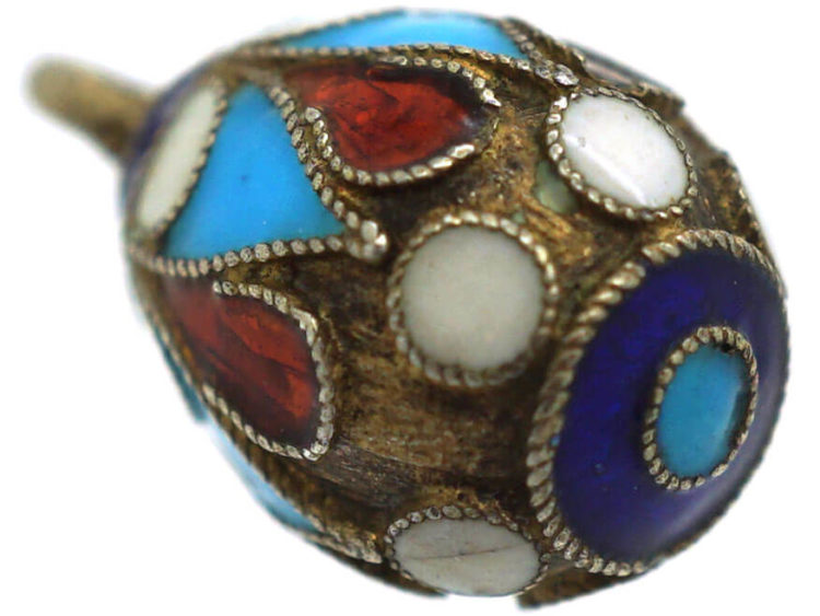 Russian Silver & Enamel Egg Pendant