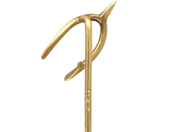 Edwardian 15ct Gold Wishbone Tie Pin