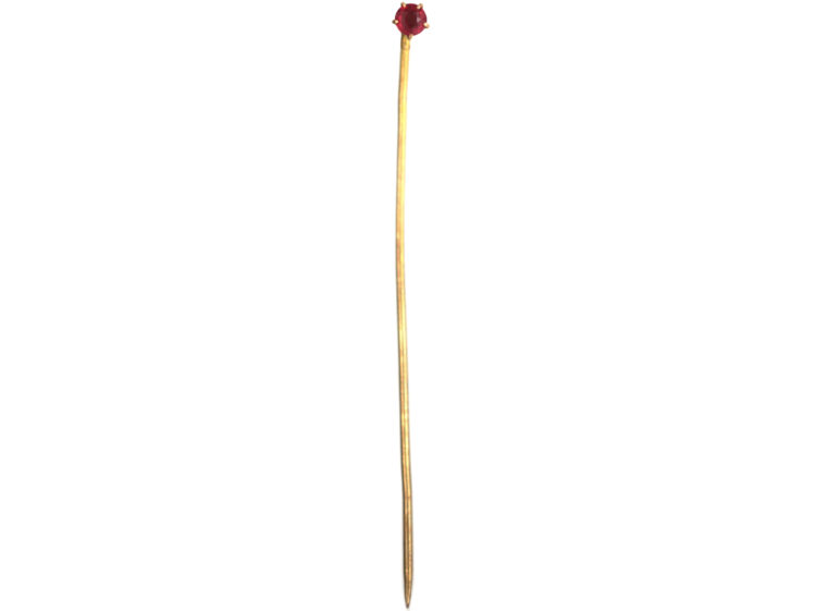 Edwardian Small 9ct Gold & Ruby Tie Pin