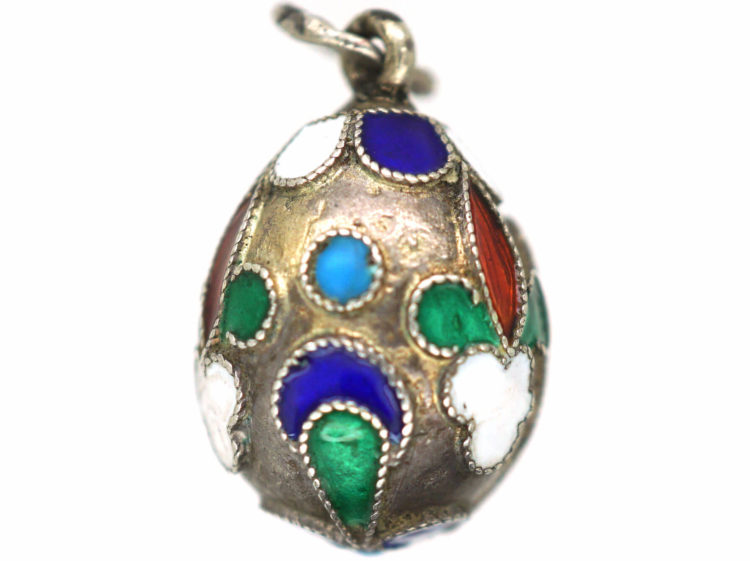 Russian Silver & Enamel Egg