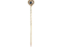 9ct Gold Sapphire & Diamond Heart Shaped Tie Pin