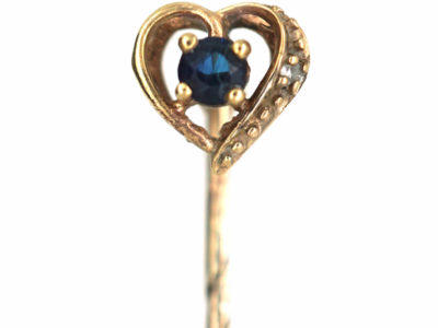9ct Gold Sapphire & Diamond Heart Shaped Tie Pin
