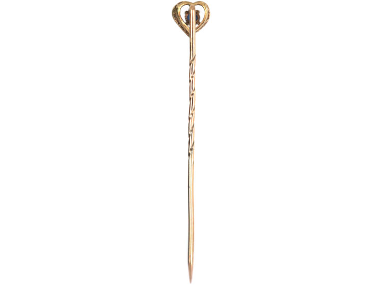 9ct Gold Sapphire & Diamond Heart Shaped Tie Pin
