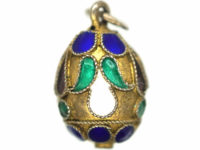 Russian Silver & Enamel Egg Pendant