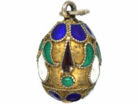 Russian Silver & Enamel Egg Pendant