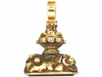 Georgian 18ct Gold Cased Gold Seal with Bloodstone Base Engraved with Value Time
