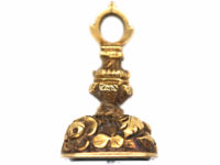 Georgian 18ct Gold Cased Gold Seal with Bloodstone Base Engraved with Value Time