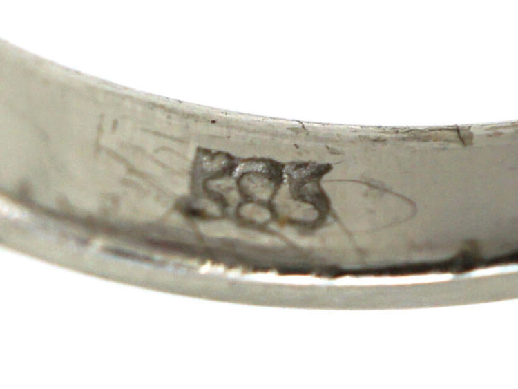 14ct White Gold Baguette Diamond & Ruby Ballerina Ring