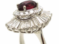 14ct White Gold Baguette Diamond & Ruby Ballerina Ring
