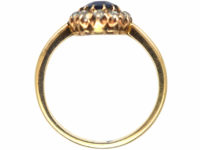 Edwardian 14ct Gold Sapphire & Diamond Oval Cluster Ring