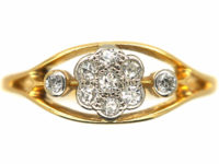 Edwardian 18ct Gold & Platinum Diamond Cluster Ring within a Frame