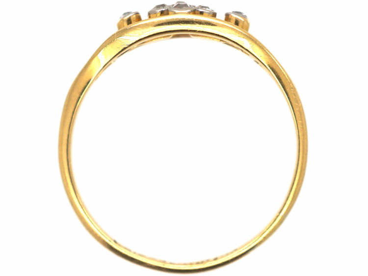 Edwardian 18ct Gold & Platinum Diamond Cluster Ring within a Frame